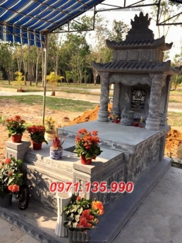 Mẫu mộ đá đẹp hà nôi + lăng mộ 2 mái bằng đá nguyên khối