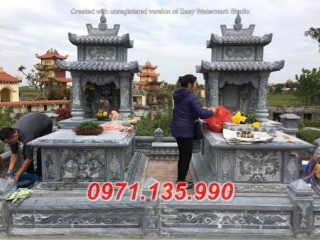 Mẫu mộ đá đẹp hà nôi + lăng mộ 2 mái bằng đá nguyên khối