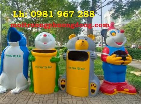 Thùng rác hình con thú nhựa composite ,thùng rác hình con cá heo