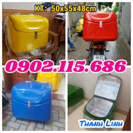 Thùng giao hóa mỹ phẩm sau xe honda, thùng giao hàng dữ nhiệt sau xe máy, thùng giao hàng tiếp thị,