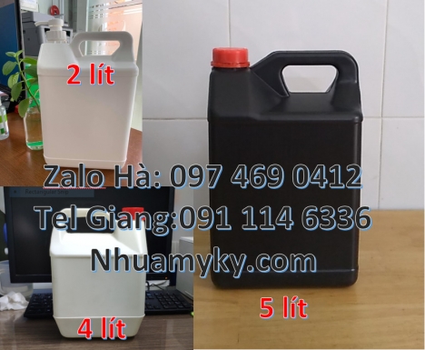 Can nhựa 2 lít có vòi ấn đựng thuốc thủy sản Can gia sỉ Can 1 lít đựng axit, Can 1l quay, can 2l vò