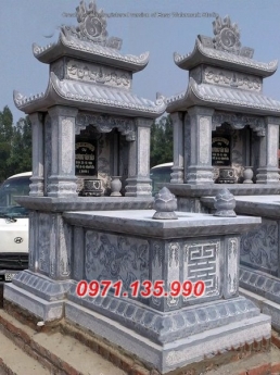 Mẫu mộ đá đẹp hà nôi + lăng mộ 2 mái bằng đá nguyên khối