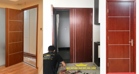 Cửa MDF Veneer tại Cần Thơ | Cửa thông phòng vân gỗ đẹp