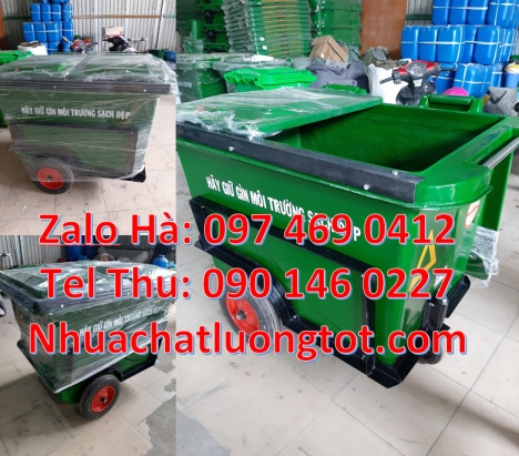 Xe thu gom rác 660l 1000l nhựa composite, xe thu gom rác 660 lít 3 bánh hơi, bán sỉ xe thu gom rác 6