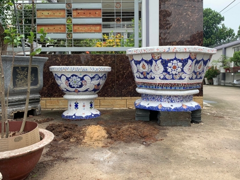Chậu hoa dán sành sứ cơ sở chậu hoa thế sơn - chậu hoa dán sành sứ - chậu khảm sành - cẩn miễngfdg