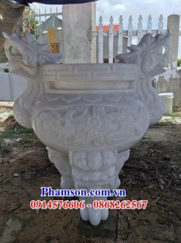 địa chỉ làm Mẫu lư hương đá khối - đỉnh hương đá đình chùa