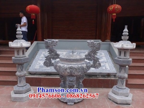địa chỉ làm Mẫu lư hương đá khối - đỉnh hương đá đình chùa