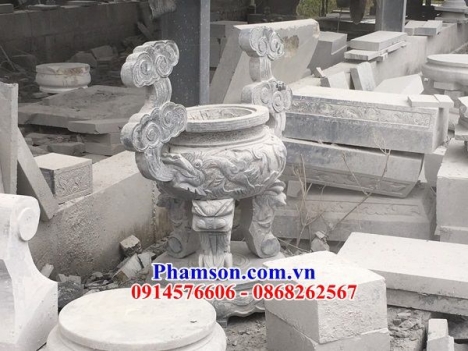 địa chỉ làm Mẫu lư hương đá khối - đỉnh hương đá đình chùa