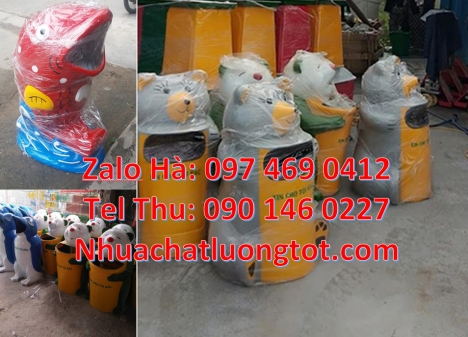thùng rác cá chép, thùng rác gấu trúc, thùng rác chuột mickey, giá bán thùng rác thú, thùng rác th