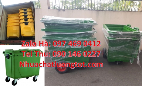 Xe thu gom rác 660l 1000l nhựa composite, xe thu gom rác 660 lít 3 bánh hơi, bán sỉ xe thu gom rác 6