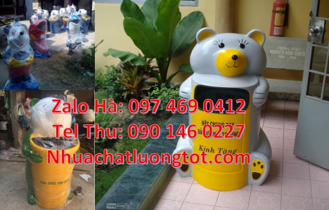 thùng rác cá chép, thùng rác gấu trúc, thùng rác chuột mickey, giá bán thùng rác thú, thùng rác th