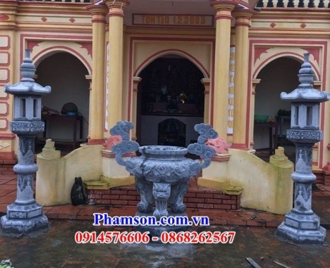 địa chỉ làm Mẫu lư hương đá khối - đỉnh hương đá đình chùa