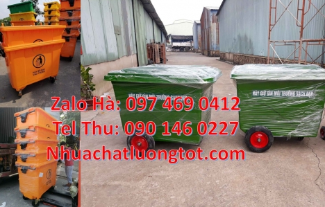 Xe thu gom rác 660l 1000l nhựa composite, xe thu gom rác 660 lít 3 bánh hơi, bán sỉ xe thu gom rác 6
