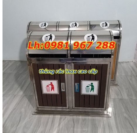 Thùng rác công cộng inox ,thùng rác 2 ngăn inox
