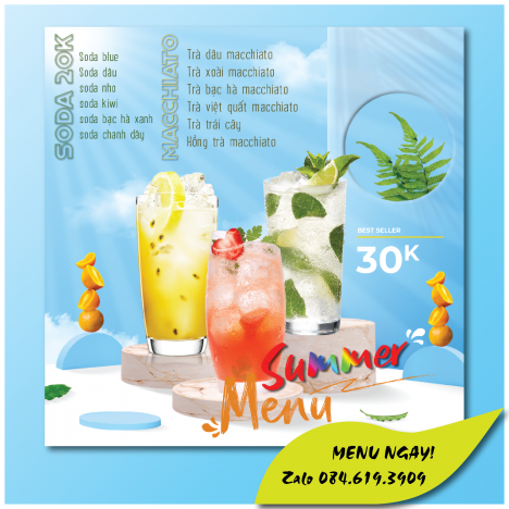 Thiết kế bao bì, menu, logo, bộ nhận diện thương hiệu, banner…