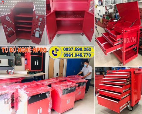 Tủ sắt đựng dụng cụ đồ nghề 7 ngăn kéo khóa, có bánh xe tiện di chuyển