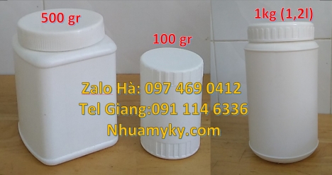 Hũ 200 g đựng phân bón, Hũ 200 g đựng muối tôm tây ninh hũ nhựa 250 g đựng tinh bột nghệ, hũ nhựa 2