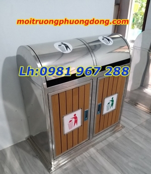 Thùng rác công cộng inox ,thùng rác 2 ngăn inox