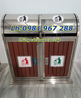 Thùng rác công cộng inox ,thùng rác 2 ngăn inox