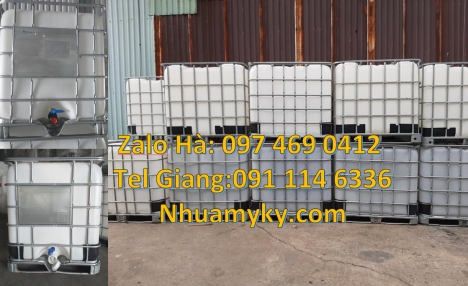 Bồn nhựa, bồn đựng hóa chất 1000 lít, Thùng nhựa trắng dung tích lớn, Tank, bồn ibc, thùng ibc 1000l