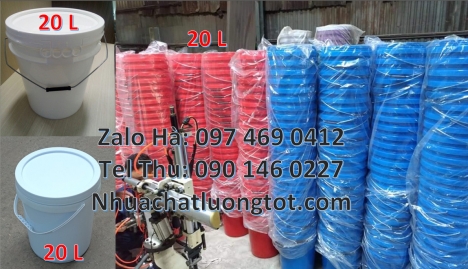 Vỏ thùng 20 lít quai nhựa, Xô nhựa 20 lít có nắp chiết rót, Lon nhựa 1l, Thùng sơn 3.8l, X