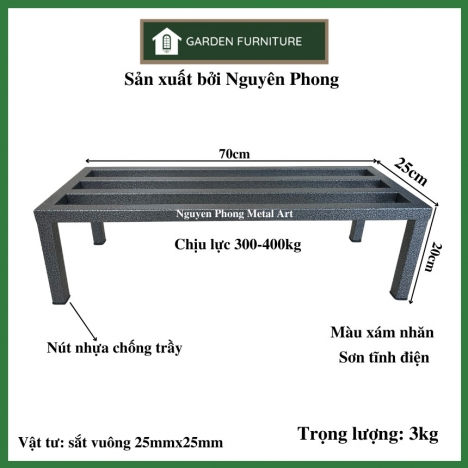 Kệ sắt để cây cảnh chắc chắn, đôn sắt dài để chậu cây