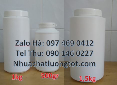 Hủ nhựa 500gr vặn tròn, Hủ nhựa 500gr. Hủ nhựa 2kg nắp garenty Hủ nhựa 1kg nắp vặn. Hũ hóa chất giá