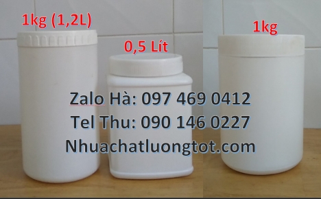 Hủ nhựa 500gr vặn tròn, Hủ nhựa 500gr. Hủ nhựa 2kg nắp garenty Hủ nhựa 1kg nắp vặn. Hũ hóa chất giá