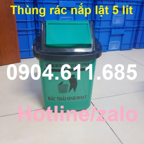 Thùng rác y tế nắp lật 5 lít, thùng rác bệnh viện 5 lít nắp lật, thùng rác xe tiêm 5 lít