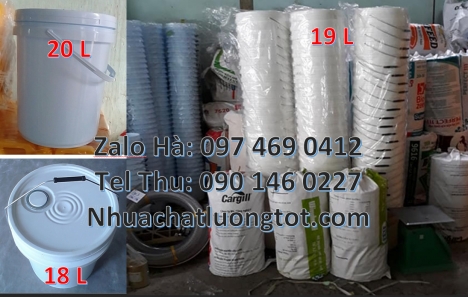 Vỏ thùng 20 lít quai nhựa, Xô nhựa 20 lít có nắp chiết rót, Lon nhựa 1l, Thùng sơn 3.8l, X