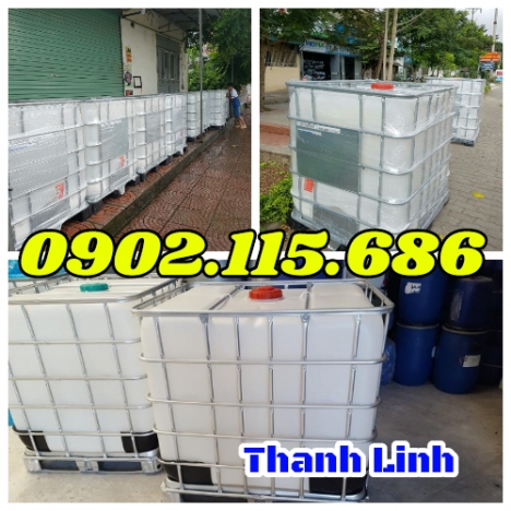 Bồn nhựa trắng, tank nhựa IBC, tank 1000 lít, bồn nhựa 1000 lít, tank nhựa đựng hóa chất, tank đựng