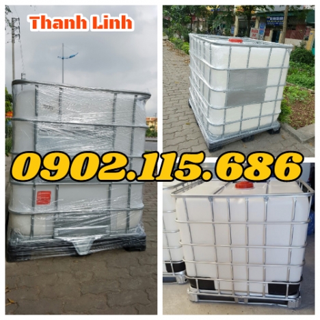 Bồn nhựa trắng, tank nhựa IBC, tank 1000 lít, bồn nhựa 1000 lít, tank nhựa đựng hóa chất, tank đựng