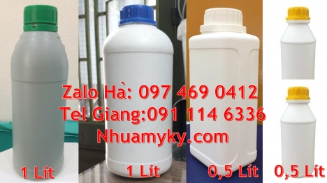 chai 500ml đựng nông dược, Chai nhựa hdpe 1 lít, Chai 500ml hdpe, Chai 1l miệng nhỏ, Chai 0.5l tròn