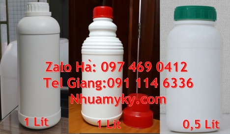 chai 500ml đựng nông dược, Chai nhựa hdpe 1 lít, Chai 500ml hdpe, Chai 1l miệng nhỏ, Chai 0.5l tròn