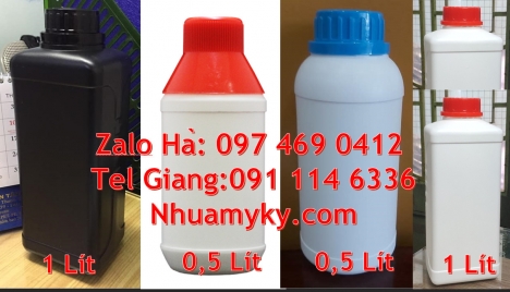 chai 500ml đựng nông dược, Chai nhựa hdpe 1 lít, Chai 500ml hdpe, Chai 1l miệng nhỏ, Chai 0.5l tròn