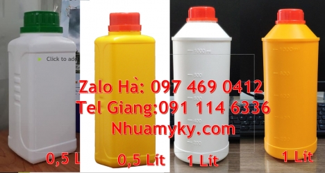 chai 500ml đựng nông dược, Chai nhựa hdpe 1 lít, Chai 500ml hdpe, Chai 1l miệng nhỏ, Chai 0.5l tròn