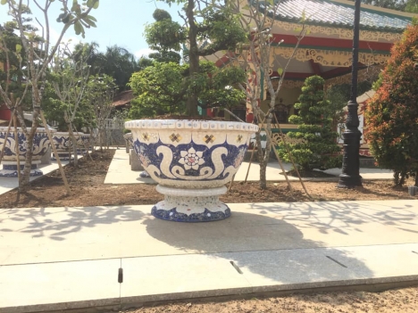 chậu hoa dán sành sứ Cơ sở chậu hoa Thế Sơn - chậu hoa dán sành sứ - chậu khảm sành - cẩn miễng sanh