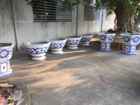 chậu hoa dán sành sứ Cơ sở chậu hoa Thế Sơn - chậu hoa dán sành sứ - chậu khảm sành - cẩn miễng sanh