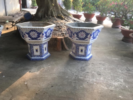 chậu hoa dán sành sứ Cơ sở chậu hoa Thế Sơn - chậu hoa dán sành sứ - chậu khảm sành - cẩn miễng sanh