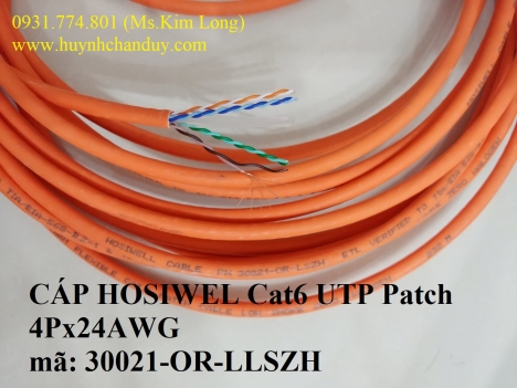 Cáp mạng mềm thang máy Cat.6 UTP LSZH 4 Pair x 24AWG Patch Cable