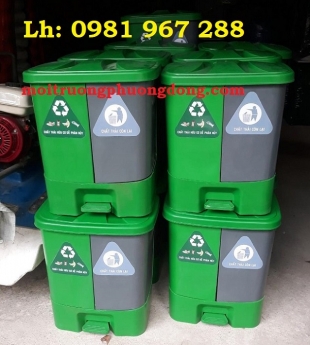 thùng rác nhựa đạp chân 2 ngăn lít ,thùng rác 40 lít 2 ngăn