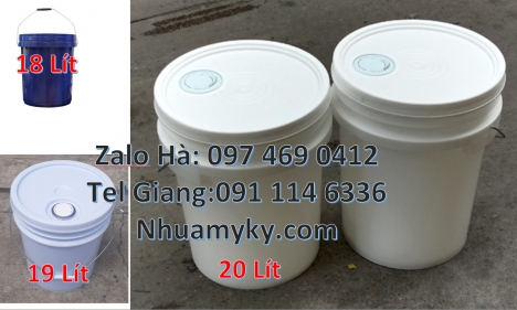 Xô nhựa giá rẻ, thùng nhựa, vỏ thùng đựng sơn nước Vỏ thùng 20 lít quai sắt, Xô nhựa nắp rót