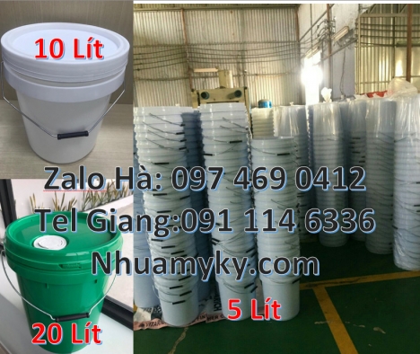 Xô nhựa giá rẻ, thùng nhựa, vỏ thùng đựng sơn nước Vỏ thùng 20 lít quai sắt, Xô nhựa nắp rót