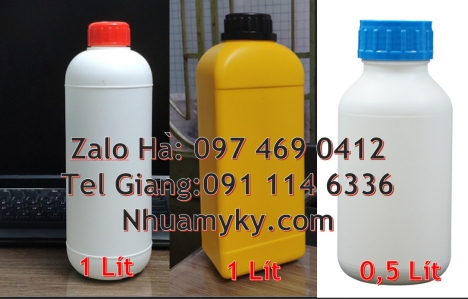 Chai 100 ml nắp vặn trong, Chai 250 ml hóa chất, Chai 1l đựng thuốc thủy sản, Chai nhựa tròn 500 ml,