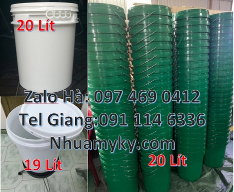 Xô nhựa giá rẻ, thùng nhựa, vỏ thùng đựng sơn nước Vỏ thùng 20 lít quai sắt, Xô nhựa nắp rót