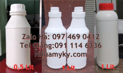 Chai 100 ml nắp vặn trong, Chai 250 ml hóa chất, Chai 1l đựng thuốc thủy sản, Chai nhựa tròn 500 ml,