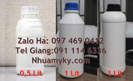 Chai 100 ml nắp vặn trong, Chai 250 ml hóa chất, Chai 1l đựng thuốc thủy sản, Chai nhựa tròn 500 ml,