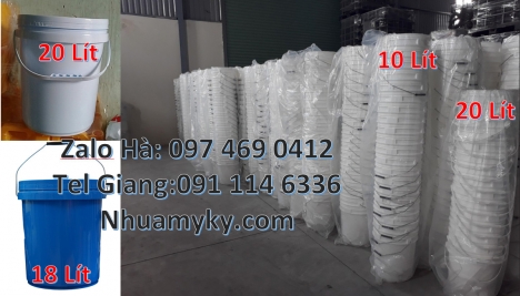 Xô nhựa giá rẻ, thùng nhựa, vỏ thùng đựng sơn nước Vỏ thùng 20 lít quai sắt, Xô nhựa nắp rót