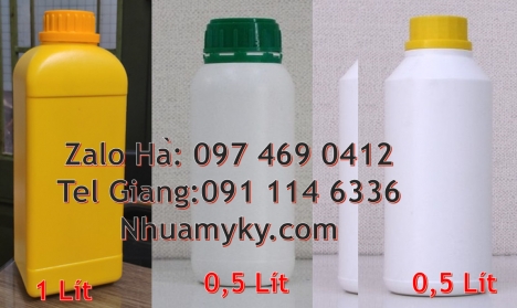 Chai 100 ml nắp vặn trong, Chai 250 ml hóa chất, Chai 1l đựng thuốc thủy sản, Chai nhựa tròn 500 ml,