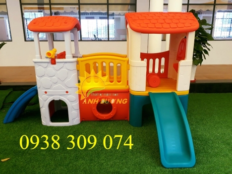 Bộ nhà leo cầu trượt 2 khối đa năng dành cho bé